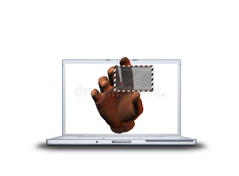 Laptop with 3D hand and transparent