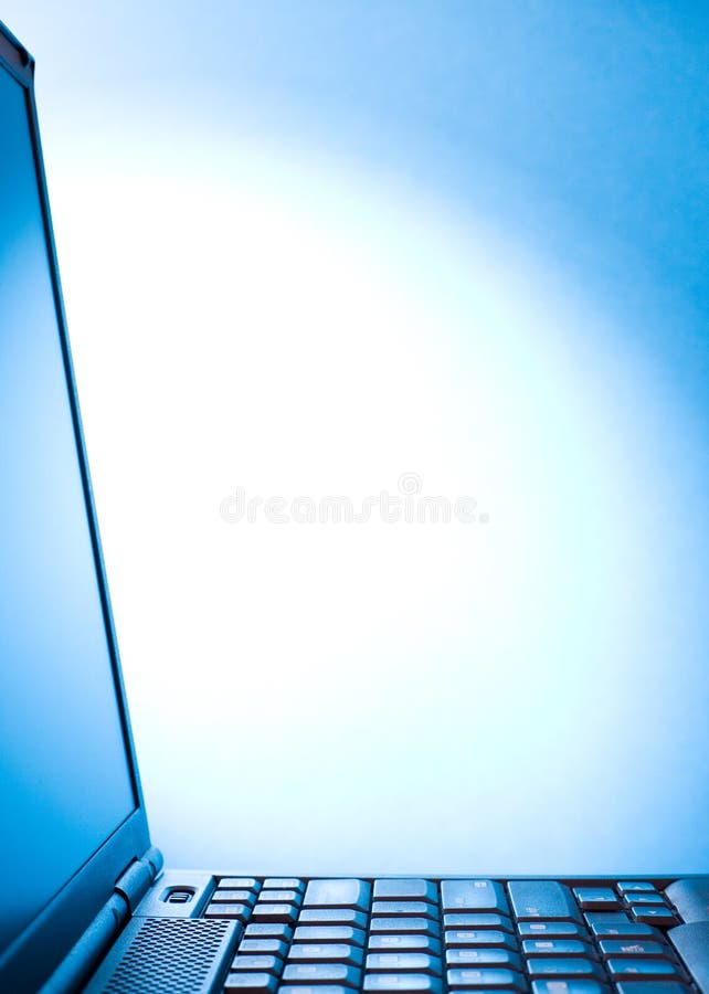 A personal computer on the blue background / Laptop / Copyspace. Laptop personal computer stock images, royalty-free photos and pictures