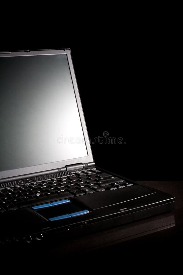 A personal computer on the black background / Laptop / Copyspace. Laptop personal computer stock images, royalty-free photos and pictures