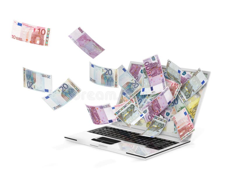 Laptop and banknotes