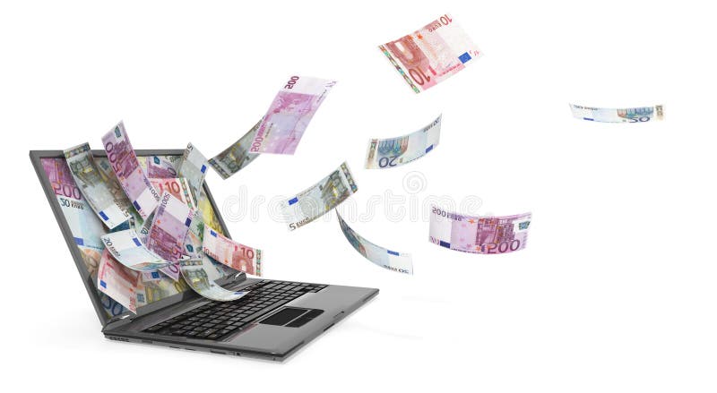 Laptop and banknotes
