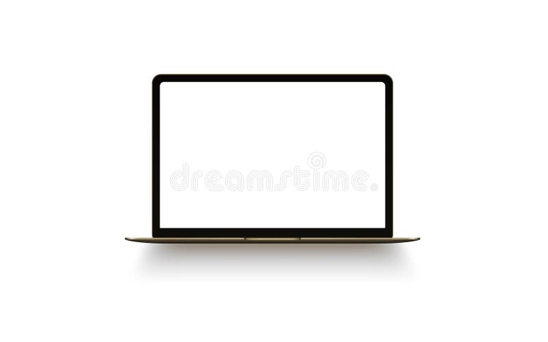 Laptop with blank computer screen on background. Front view notebook mock up. The display is opened 90 degrees. royalty free illustration Laptop with blank computer screen on background. Front view notebook mock up. The display is opened 90 degrees. royalty free illustration