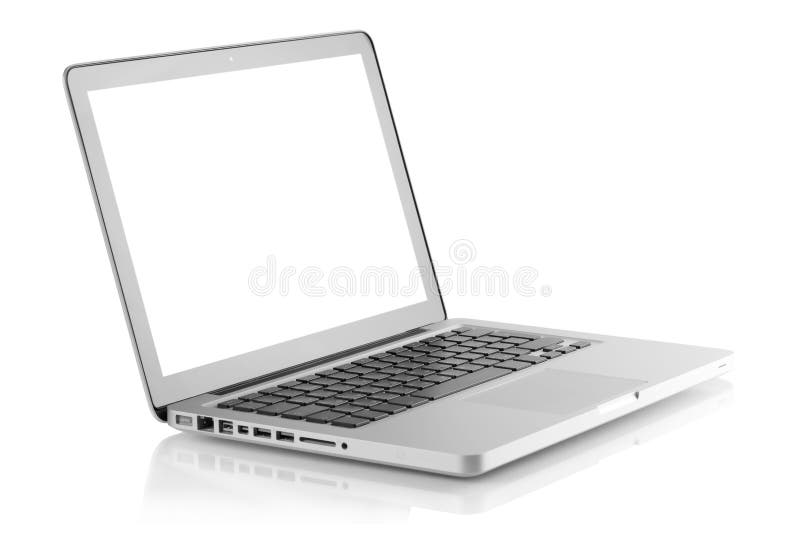 Computer portatile con schermo bianco vuoto.
