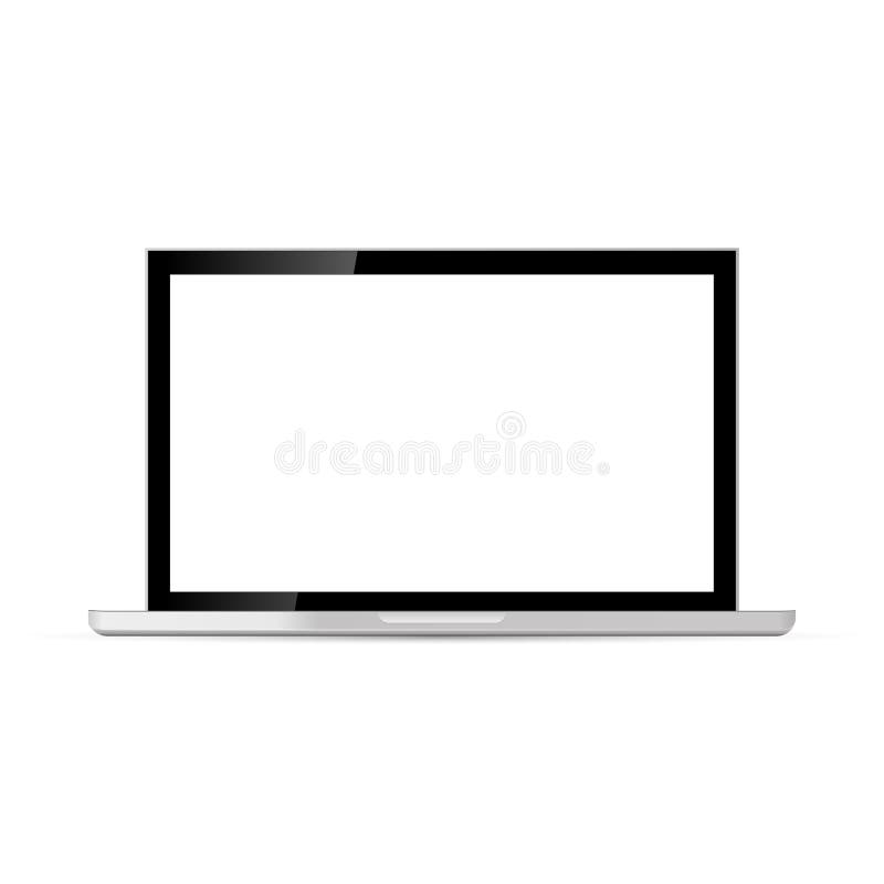 Laptop with Blank Screen Isolated on White Background. Stock Vector