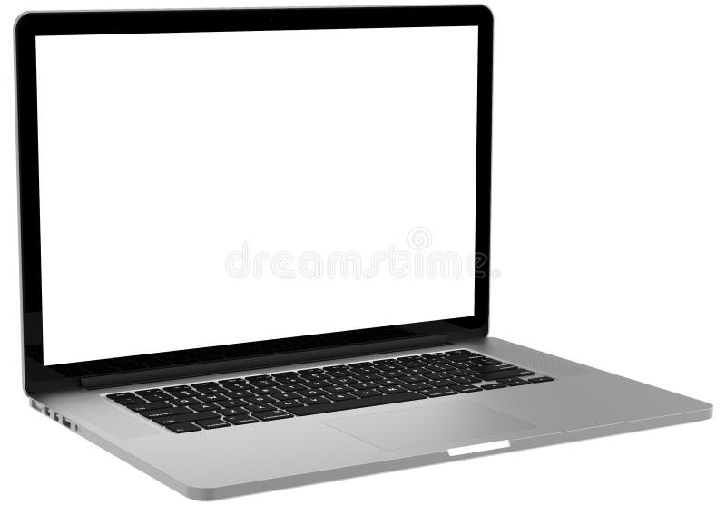 Laptop With Blank Screen Isolated On White Background White Aluminium
