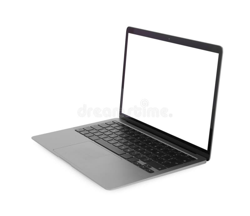 Laptop with Blank Screen Isolated on White Stock Photo Image of