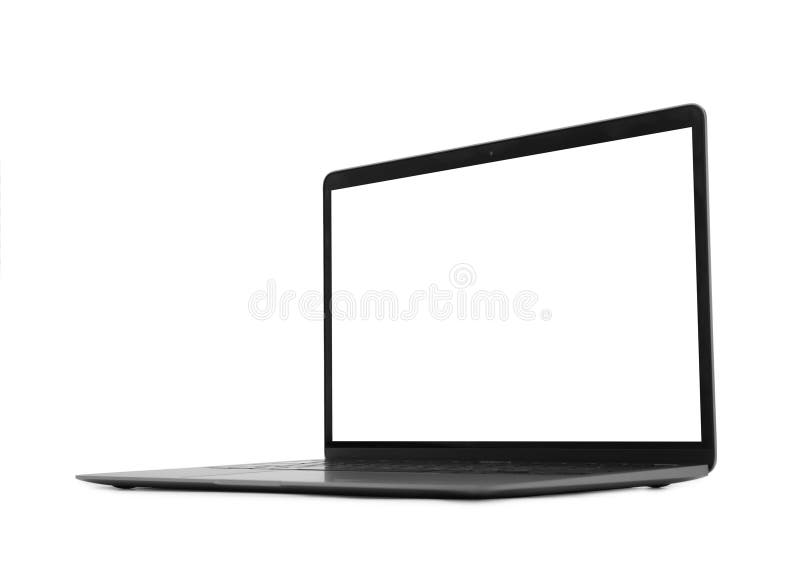 Laptop with Blank Screen Isolated on White Stock Image Image of