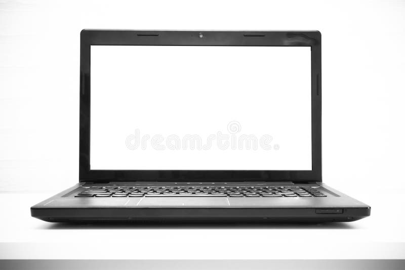 Laptop with blank screen stock photo. Image of network 66473614