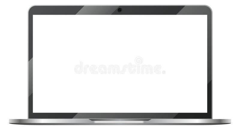 Laptop with blank white screen. Computer display template royalty free illustration