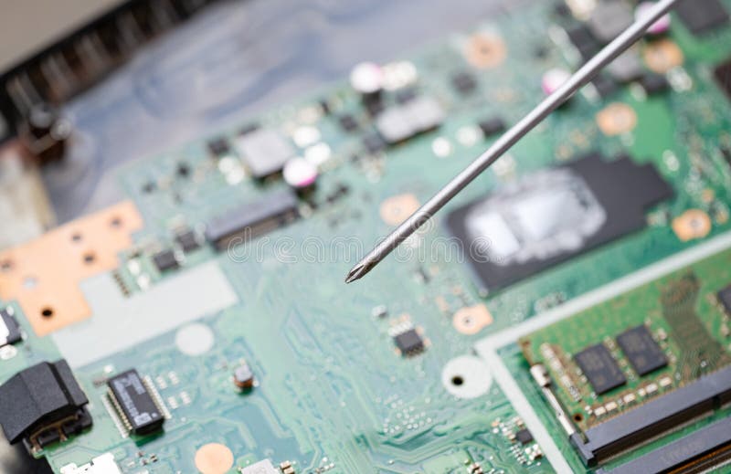 Laptop Board Repair Closeup Stock Image Image of microchip, data