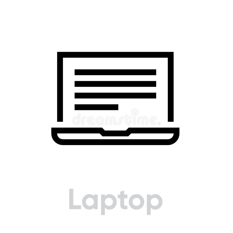 Laptop book read icon. Editable line vector. stock illustration