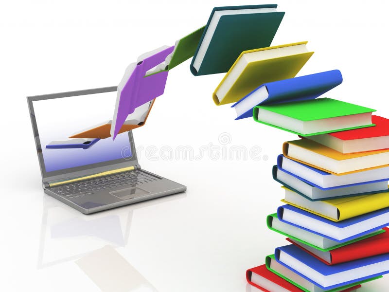 Laptop and books