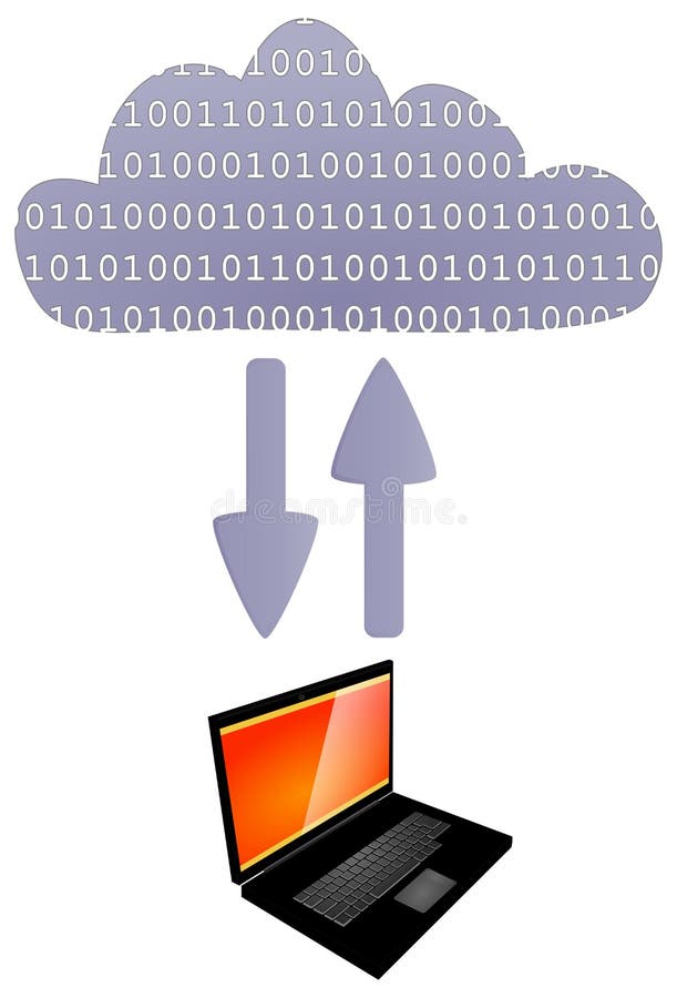 Laptop and Cloud Computing royalty free illustration