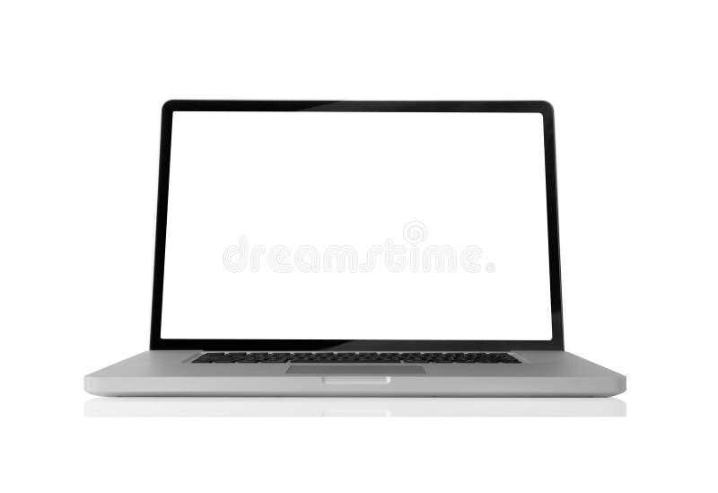 Laptop computer isolated on white (path in side). Laptop side angle illustrations