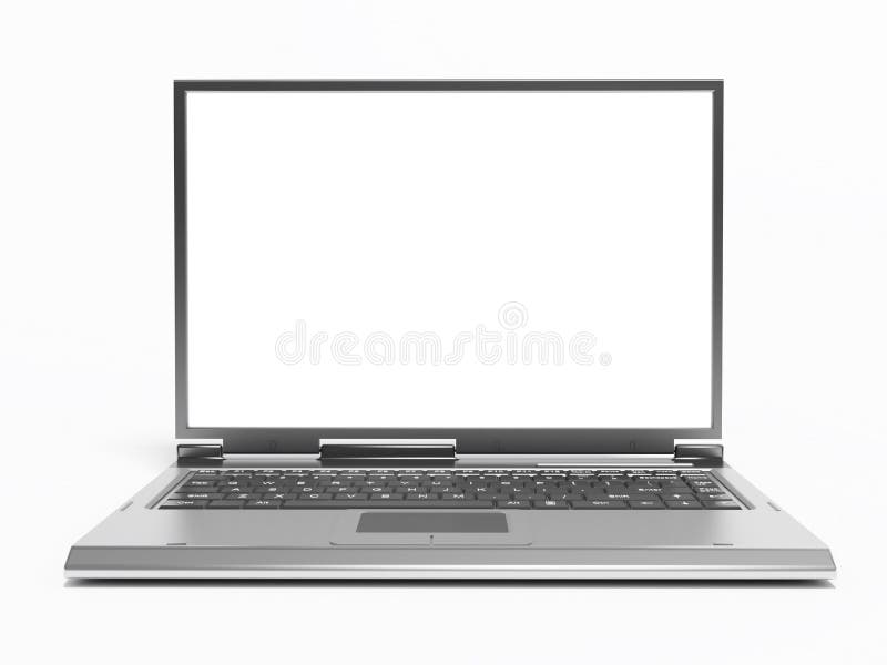 Alto para proveer de gris computadora portátil computadora blanco pantalla.