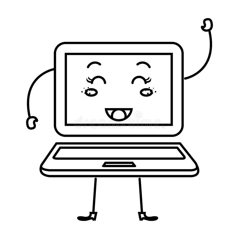 Laptop Computer Character Icon Stock Illustration - Illustration of ...