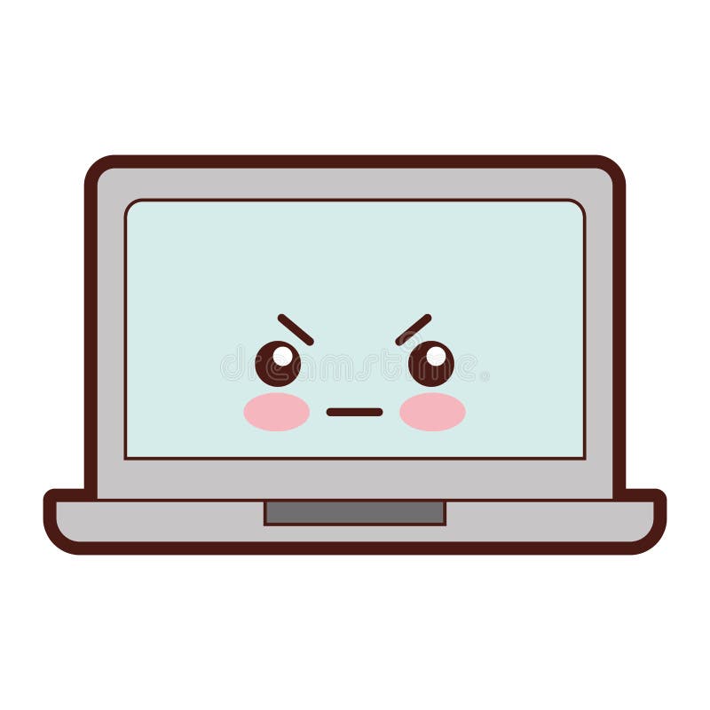 Computer Kawaii Cartoon Technology Design Stock Vector - Illustration ...