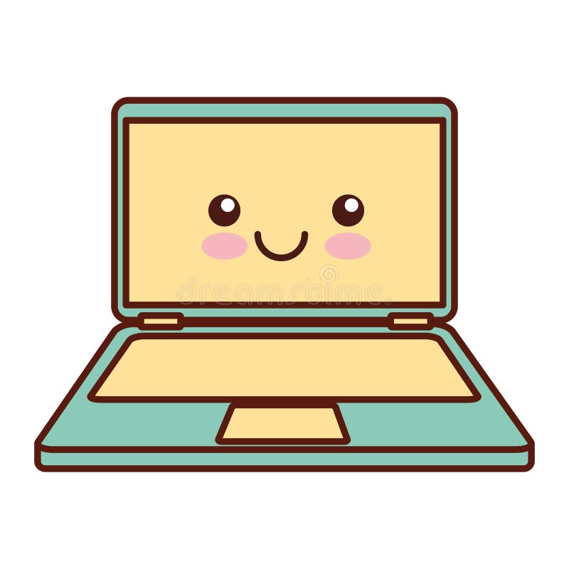 Laptop Computer Kawaii Character Stock Vector - Illustration of funny ...