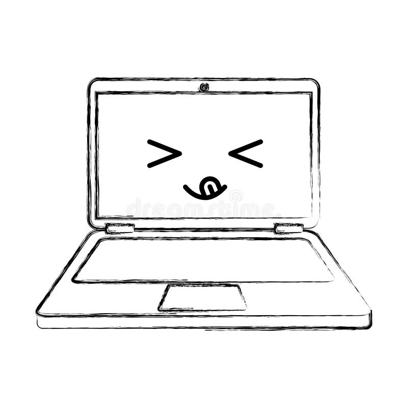 Laptop Computer Kawaii Character Stock Vector - Illustration of ...