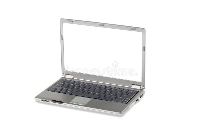 Laptop computer isolated over a white background with blank screen. Laptop computer isolated over a white background with blank screen