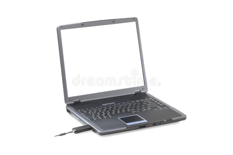 Laptop computer isolated over a white background with blank screen. Laptop computer isolated over a white background with blank screen