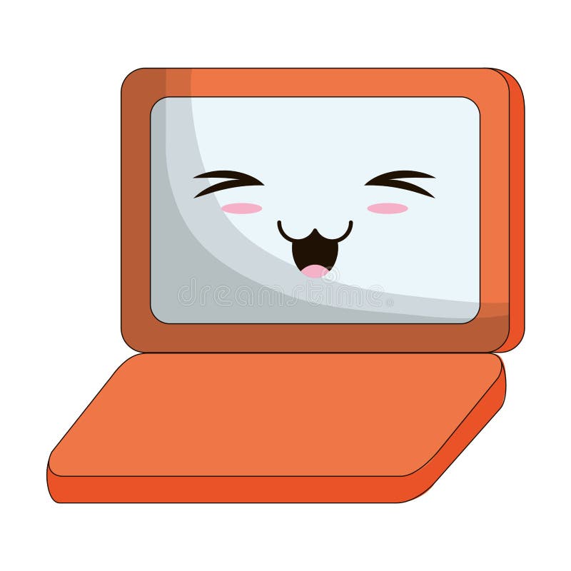 Isolated Kawaii Laptop Design Stock Vector - Illustration of laptop ...