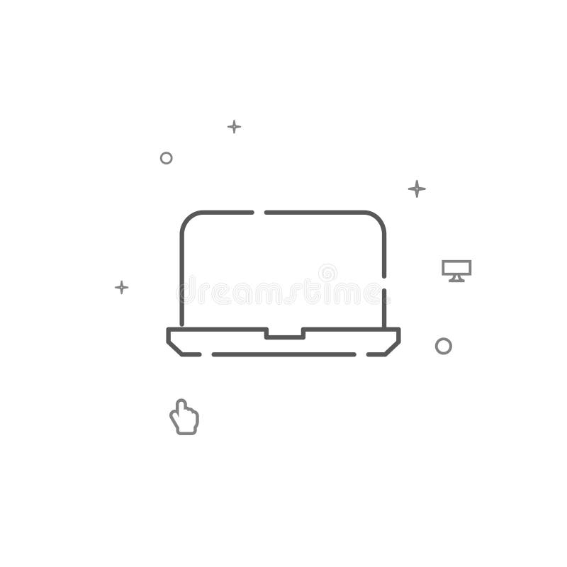 Laptop, computer simple vector line icon. Symbol, pictogram, sign isolated on white background. Editable stroke stock illustration