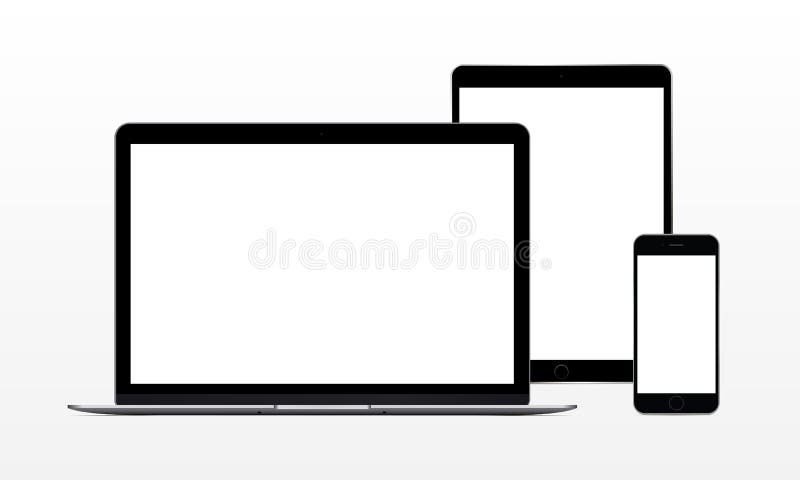 Laptop computer, tablet, phone vector illustration