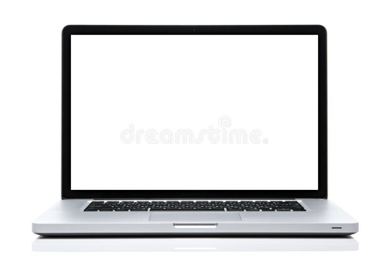 Laptop computer white screen on isolated white.