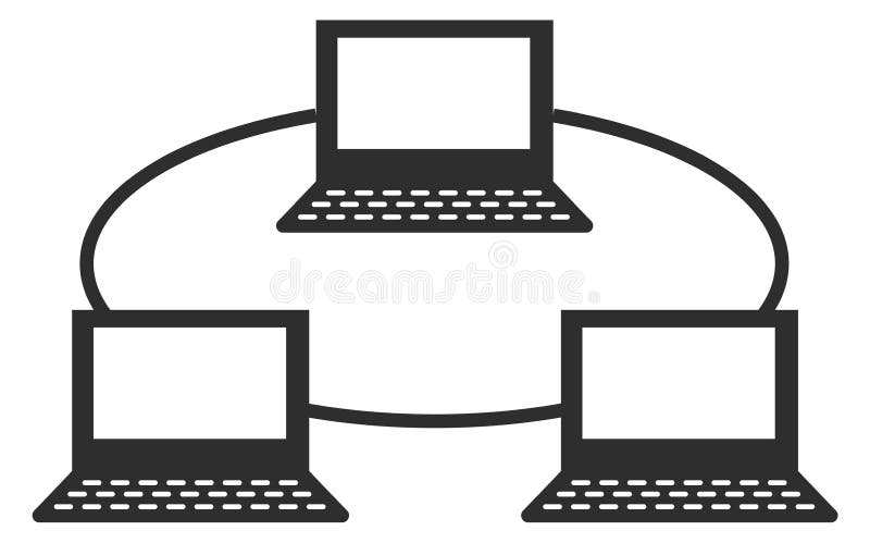 Laptop connecting icon. Intranet symbol. Computer net royalty free illustration