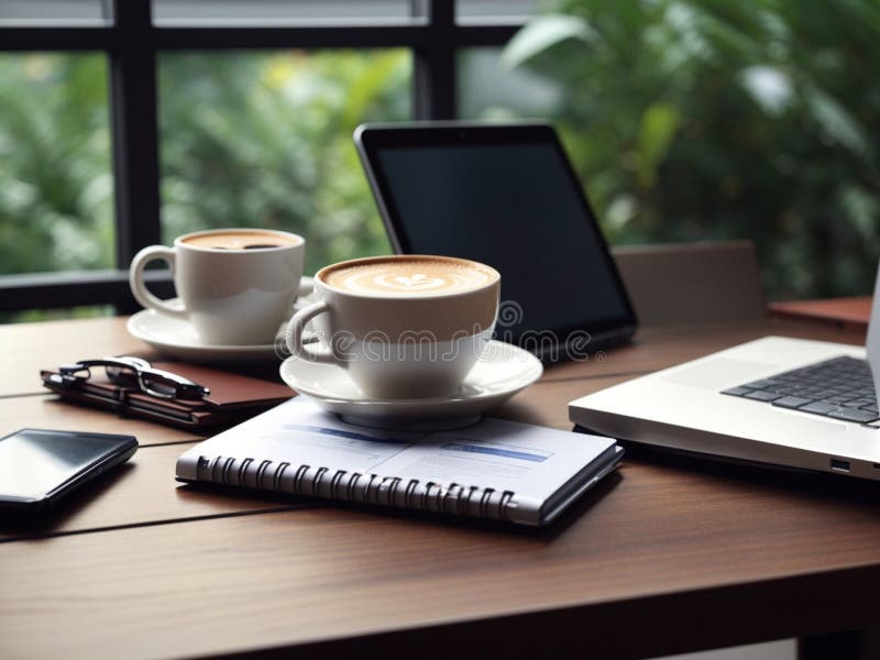 Laptop and cup of coffee on the work desk are very cool. Laptop and cup of coffee on the work desk are very cool