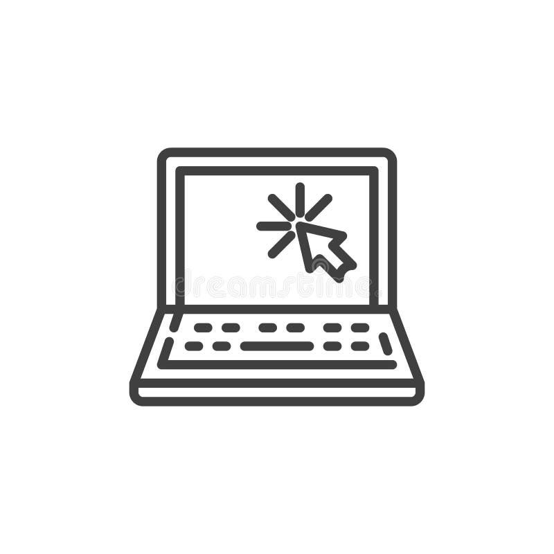 Laptop-Cursor-Klickenlinie Ikone vektor abbildung