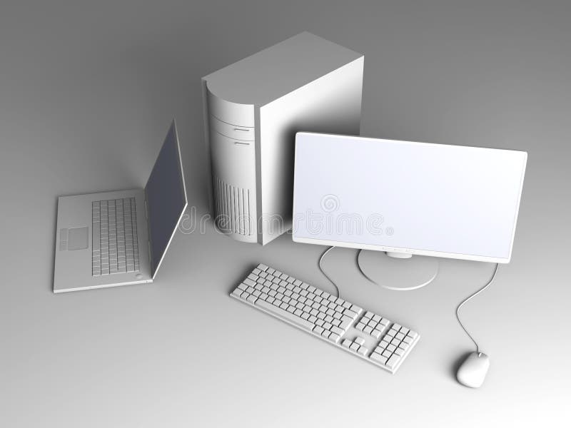 Laptop and Desktop PC stock illustration. Illustration of comparison