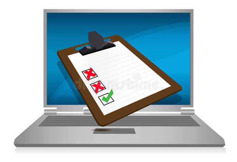 Laptop display with a survey stock illustration