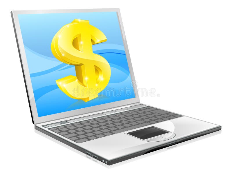 Download Laptop Dollar Money Concept Stock Vector - Illustration of money, coupon: 25872024