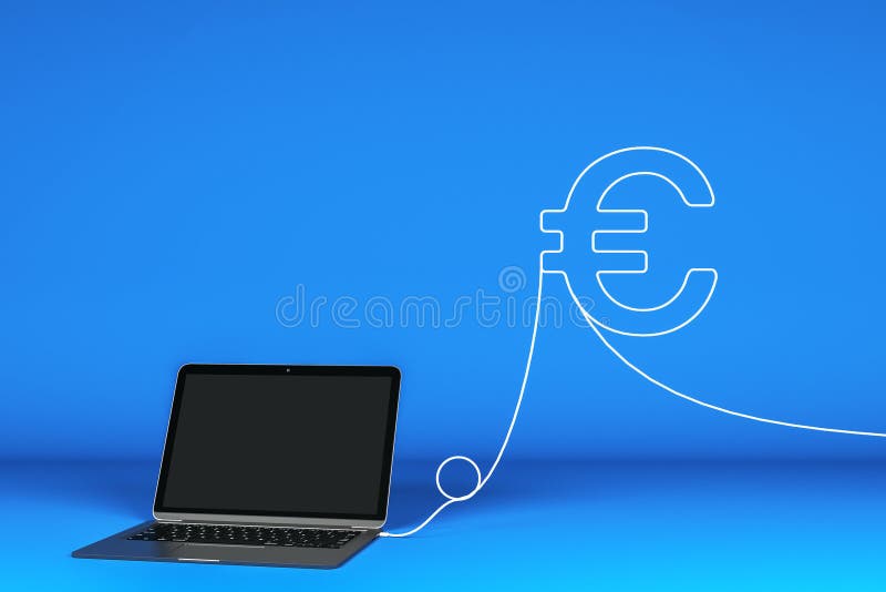 Laptop gol cu euro vector illustration