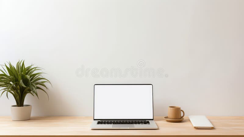 Laptop gol ecran pe masă stock illustration