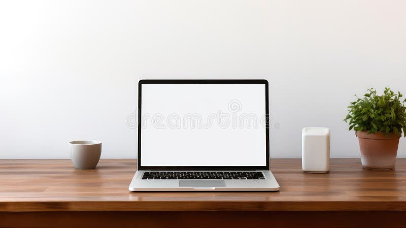 Laptop gol ecran pe masă stock illustration