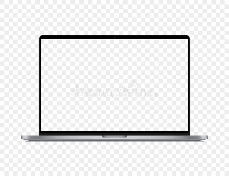 Laptop gri realist cu ecran gol pe un fundal transparent royalty free illustration