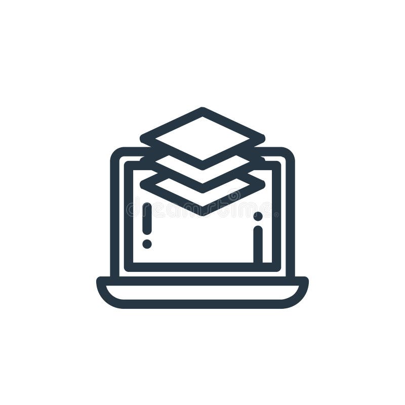 Laptop icon vector from designing concept. Thin line illustration of laptop editable stroke. laptop linear sign for use on web and stock illustration