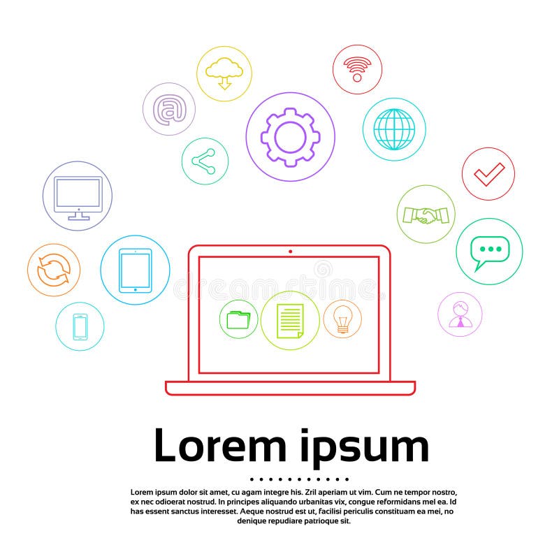 Laptop Logo Set Computer Simple Icon Connection royalty free illustration