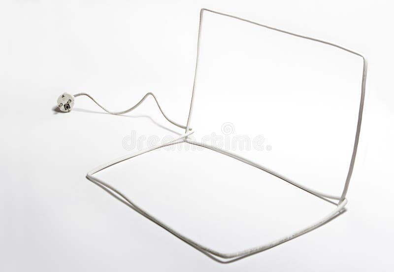 The Laptop Made of a White Cable Stock Image Image of communication