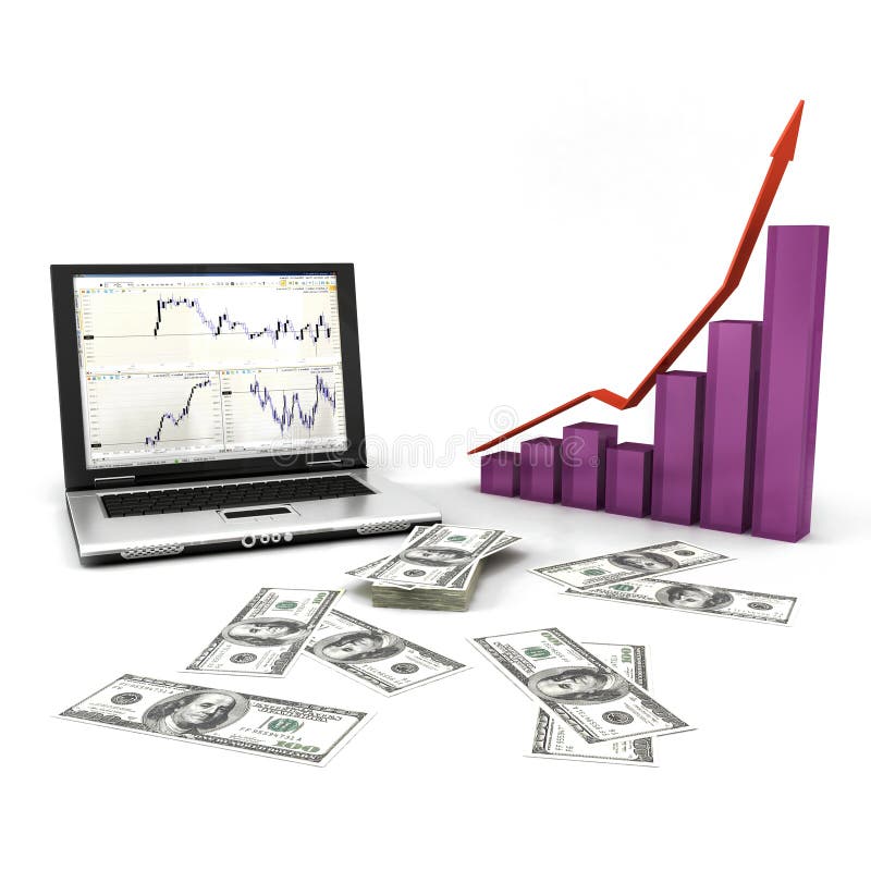 Laptop met dollar en grafiek vector illustratie Laptop met dollar en grafiek vector illustratie
