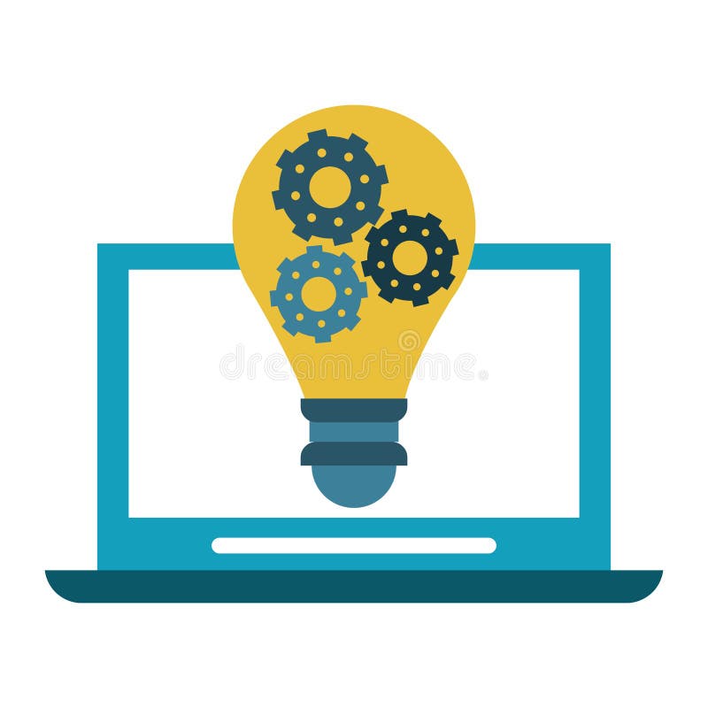 Laptop met groot ideesymbool vector illustratie