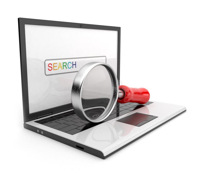 Laptop Met Het Overdrijven. Het Zoeken Van Stock Illustratie