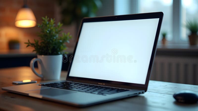 Laptop Mockup with Blank Website Design Presentation, Side Angle View. A high-quality royalty-free image for creative projects. Laptop side angle illustrations