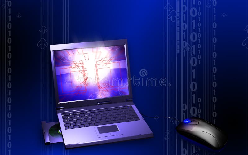 Laptop and mouse stock illustration