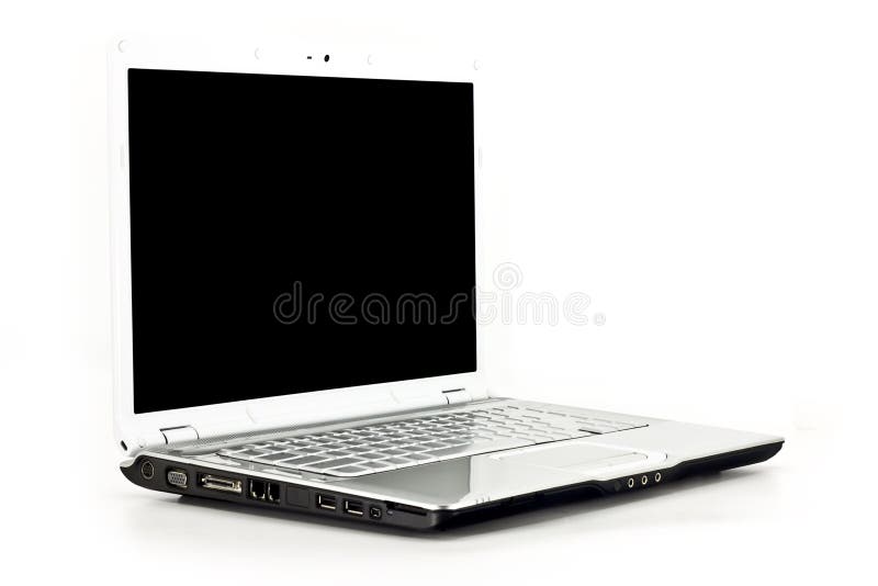 Front angled view of a laptop computer isolated on white. Laptop personal computer stock images, royalty-free photos and pictures