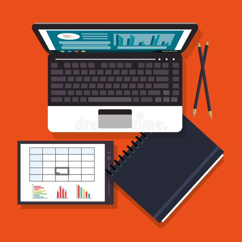 Laptop Office Work Time Supply Icon, Vector Stock Vector Illustration