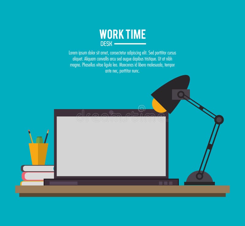 Laptop Office Work Time Supply Icon, Vector Stock Vector Illustration
